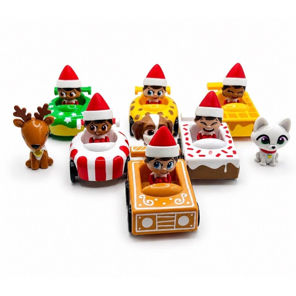 Elf On The Shelf Mini Figures Pets & Cars Racing Christmas Toys Set Of 15 T1